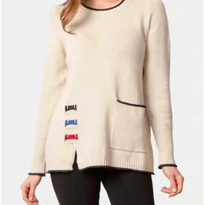 Habitat oversized,cotton knit,trim rib,embroidered sweater women  PTP 19”